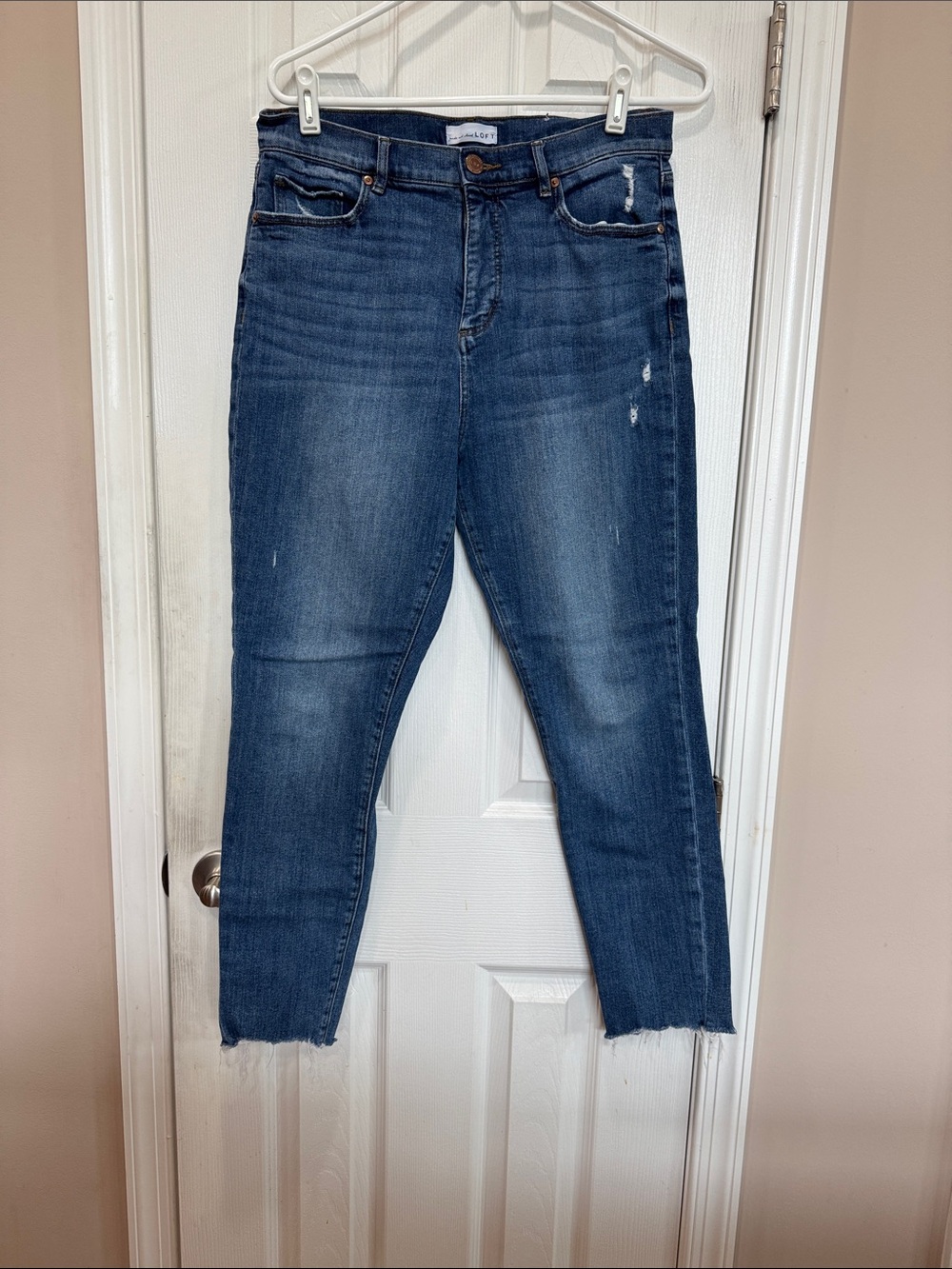 LOFT Medium Blue High-Rise Cropped Skinny Jeans